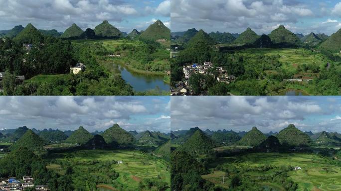 航拍贵州贞丰双乳峰景区