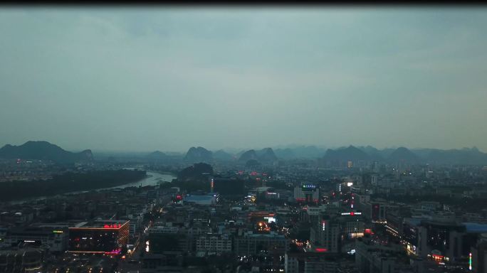 桂林王城桂林市区夜景-4K