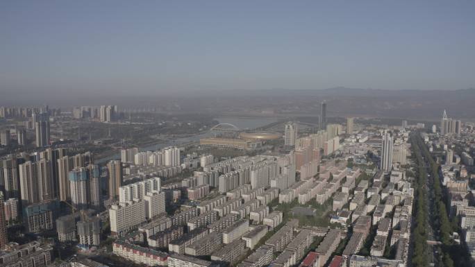 4K-log三门峡城市大景航拍