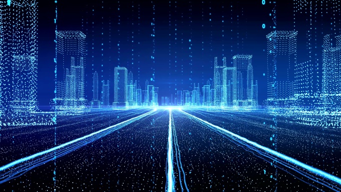 蓝色科技光线数字城市