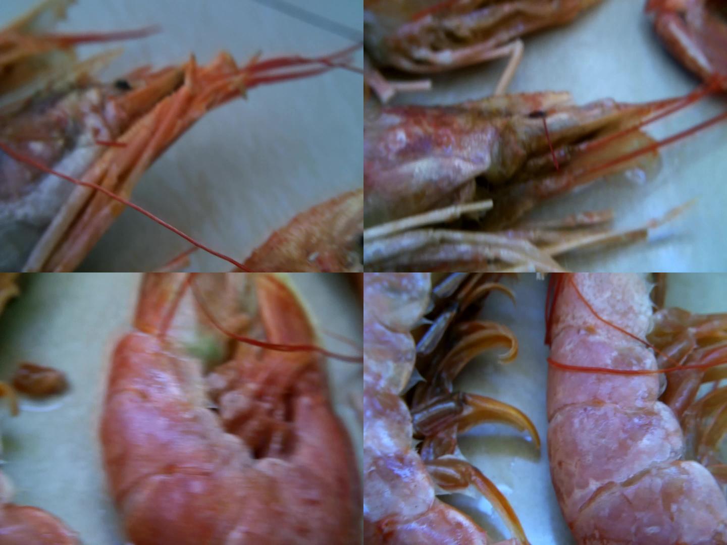 特写海鲜大虾红虾虾须高清视频