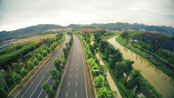 城市乡间公路航拍高清视频