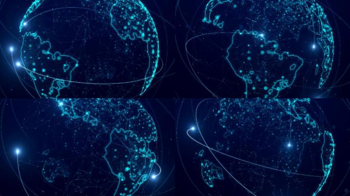 蓝色商务科技数据网络粒子地球连接通信背景