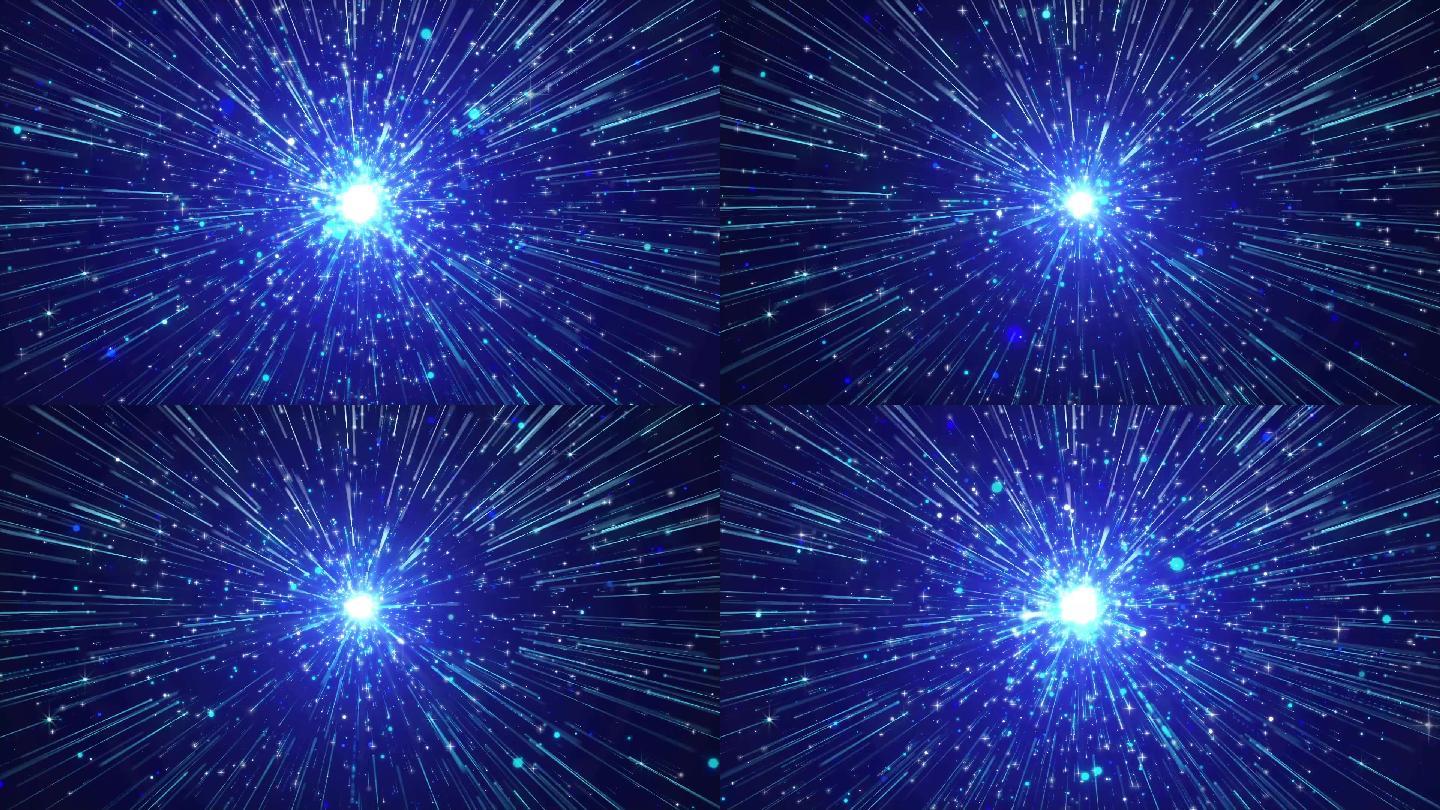 梦幻蓝色粒子光线空间背景循环