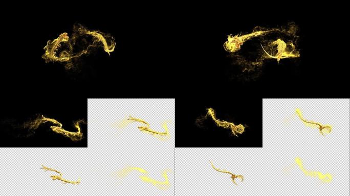 龙凤呈祥飞舞金色+alpha通道+4k