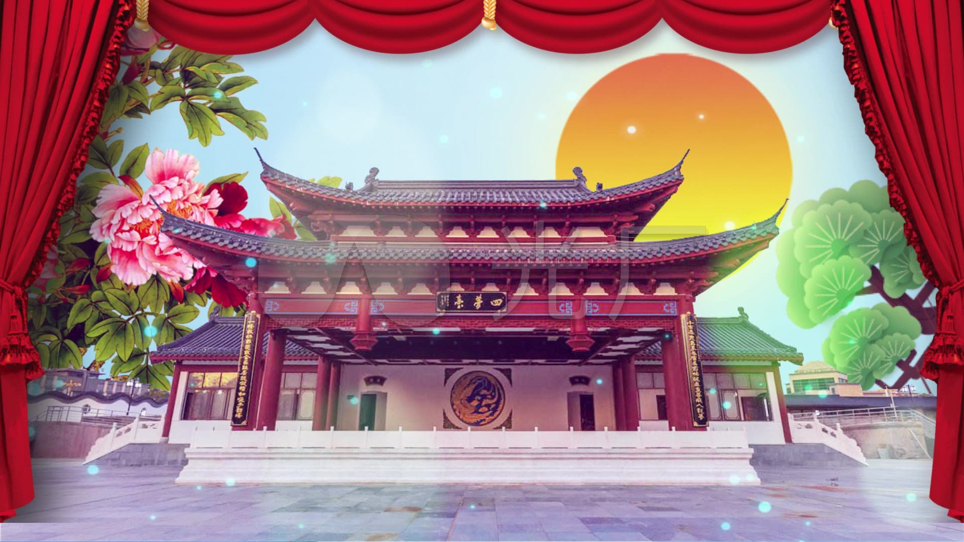 古建筑戏台表演背景