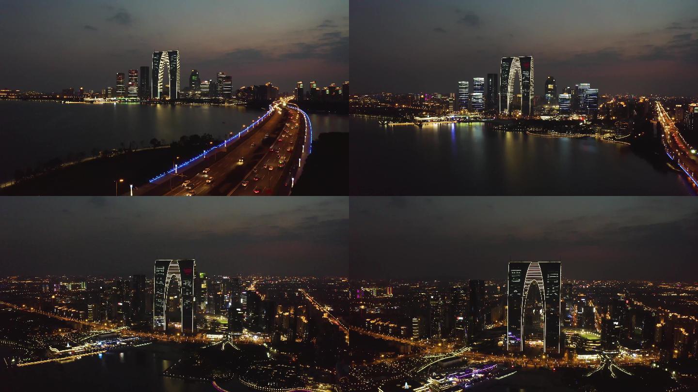 震撼苏州夜景4K国庆生日普天同庆