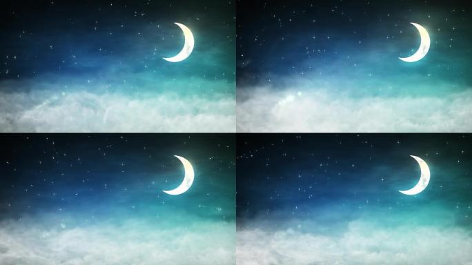 唯美浪漫月亮星空云层循环视频