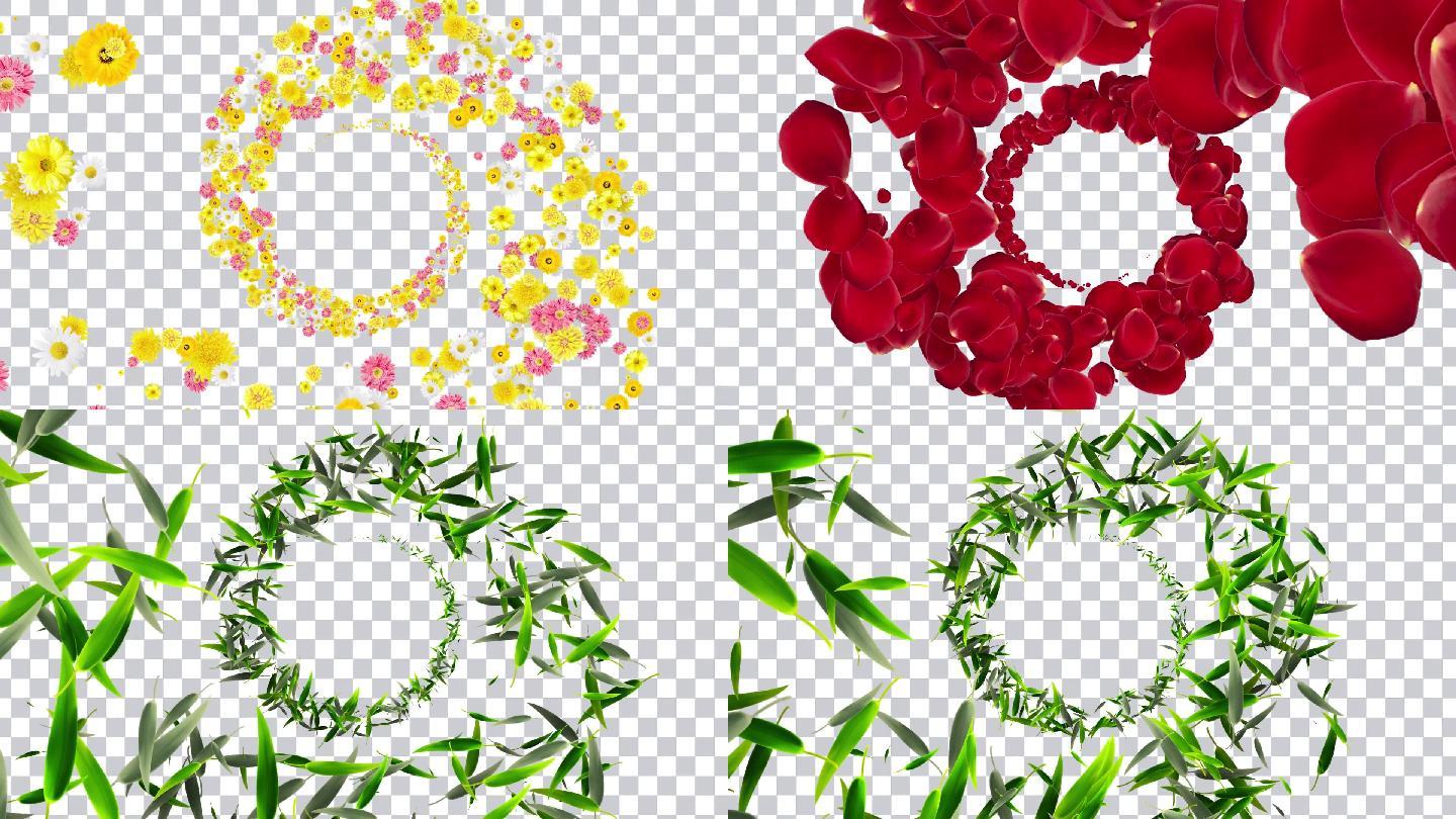 梅兰竹菊4款花瓣粒子旋转-alpha通道