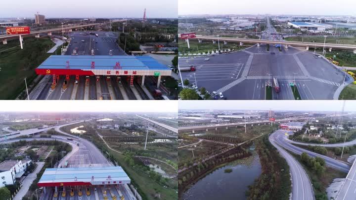 兰考收费站高铁城市道路航拍
