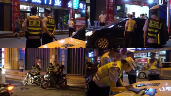 交通警察交警夜间检查酒驾醉驾开罚单罚款