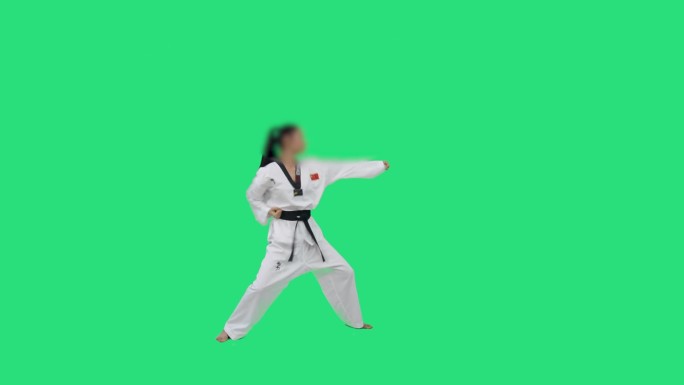 跆拳道武术表演绿屏抠像素材