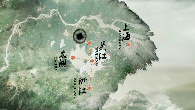 中国风水墨区位地图长三角