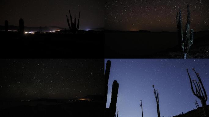 实拍沙漠星空延时摄影