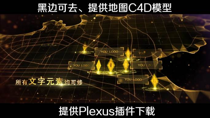 金色Plexus地产点线三维地图