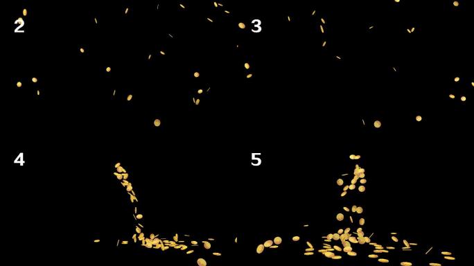 大量金币下落带通道视频素材