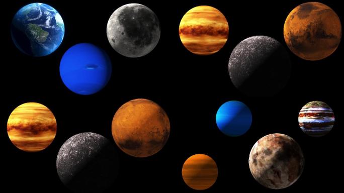 原创太阳系九大行星和月球视频素材包