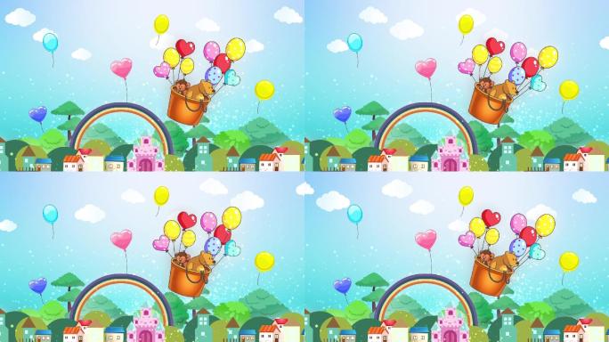 卡通维尼熊气球背景循环