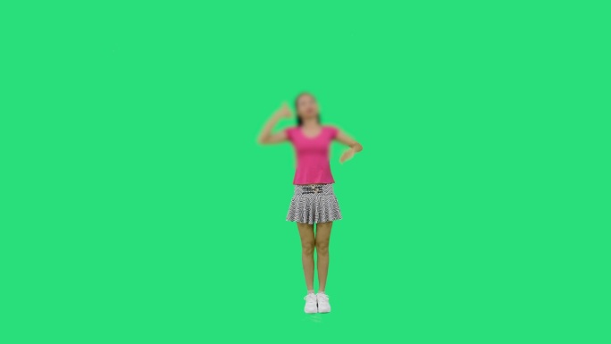 女人在跳手语儿童舞蹈绿屏抠像视频素材