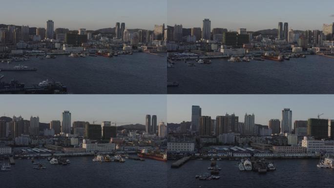 4K-log烟台港口城市航拍