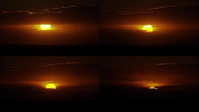 地平线上的落日高速摄影