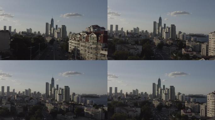4K-log烟台城市大景航拍