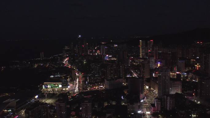 4K-log烟台城市夜景航拍