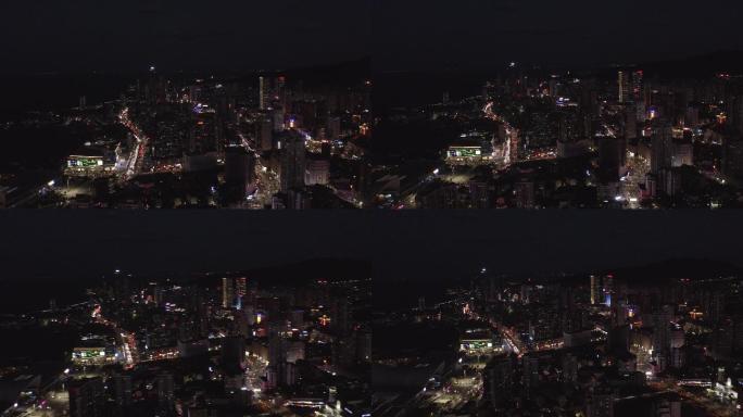 4K-log烟台城市夜景航拍