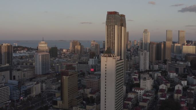 4K-log烟台地标城市航拍