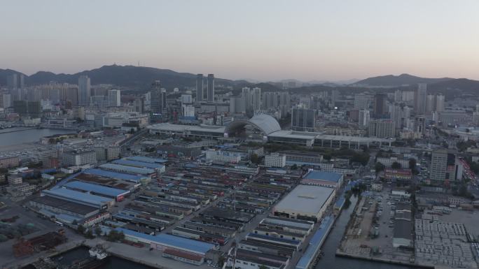 4K-log烟台站航拍大景