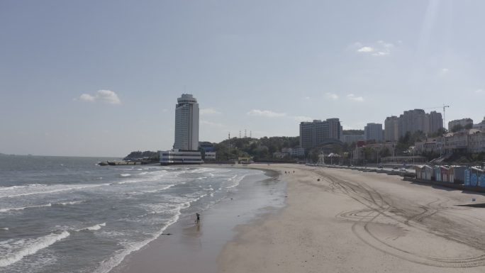 4K-log烟台第一海水浴场航拍