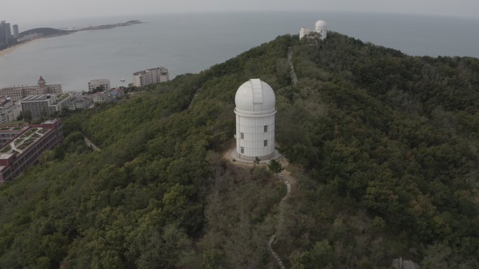 4K-log天文台航拍山东大学威海校区