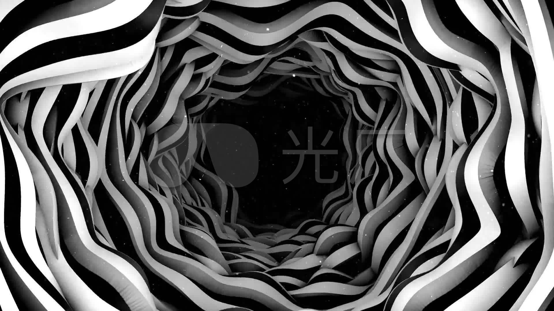 抽象黑白空间隧道穿梭漫游虫洞洞虫背景