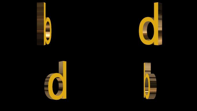 3D立体字母b旋转视频