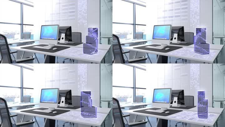 5G智能室内办公场景电脑办公桌数字AI