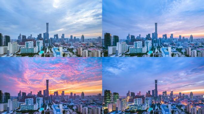 中国尊火烧云北京国贸风光延时4K