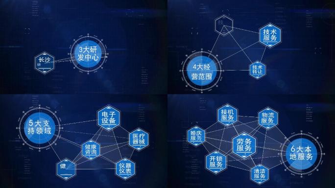 蓝色科技企业信息文字展示AE模版