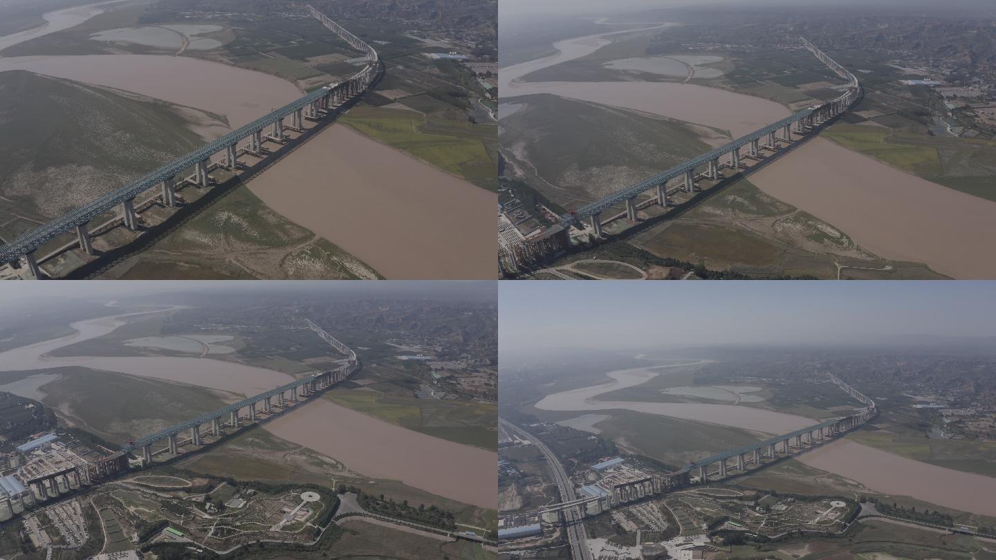 4K-log三门峡在建黄河特大桥铁路大桥