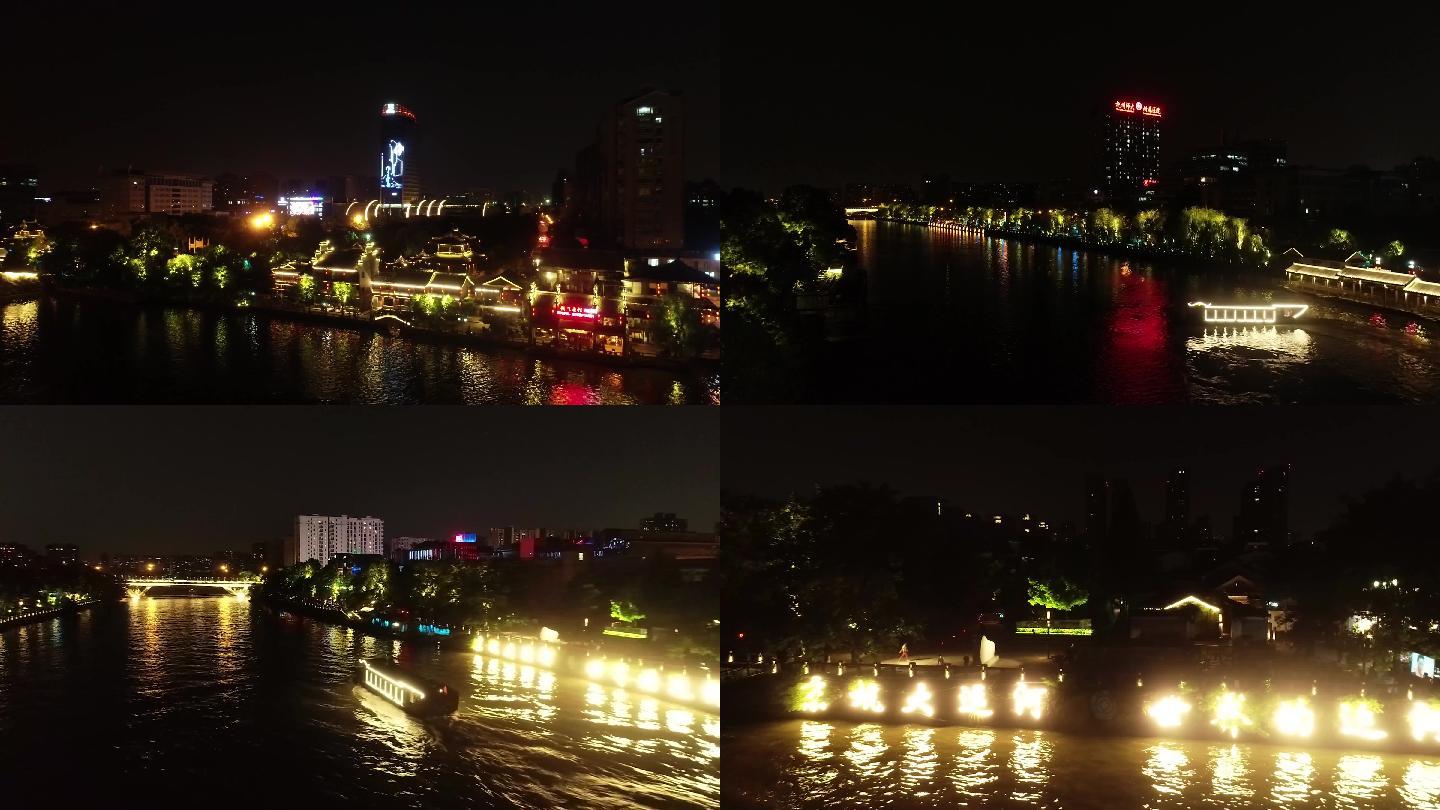 京杭大运河的拱宸桥灯光夜景