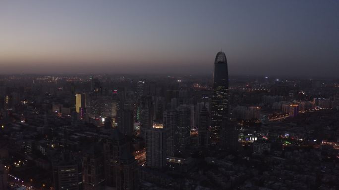 4K-log济南市中区城市夜景航拍