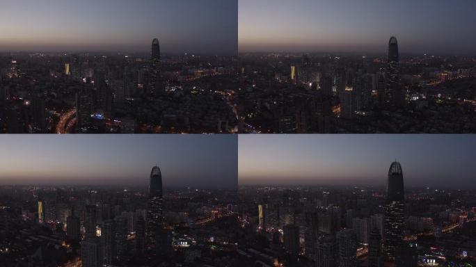 4K-log济南市中区城市夜景航拍