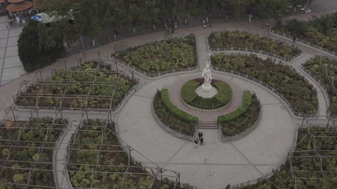 4K-log洛阳王城公园雕塑航拍