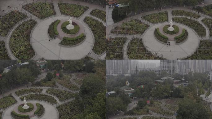 4K-log洛阳王城公园雕塑航拍