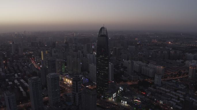 4K-log济南城市夜景航拍