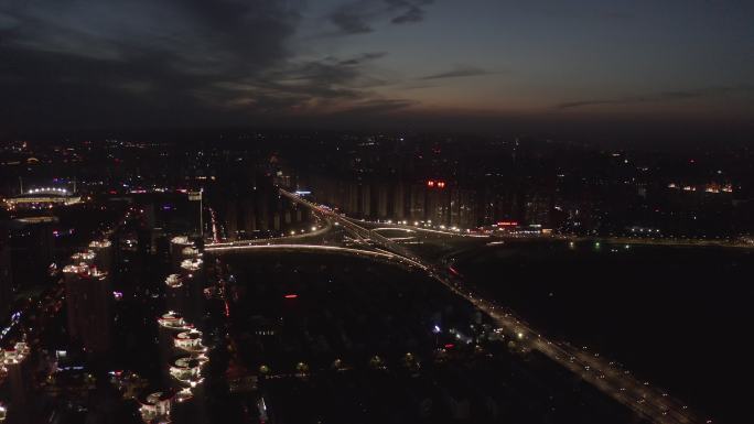4K-log洛阳谷王立交桥城市夜景航拍
