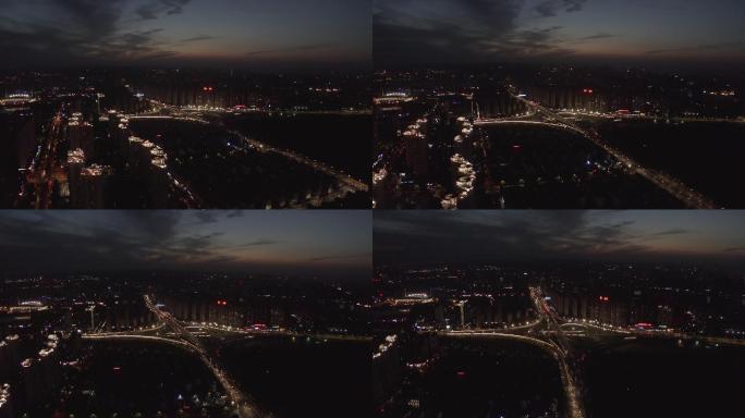 4K-log洛阳谷王立交桥城市夜景航拍