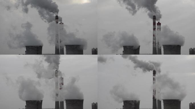 热电厂大烟囱冷却塔冬季供暖浓烟大气排放