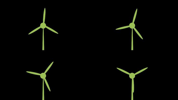 卡通绿色能源风车动画mg