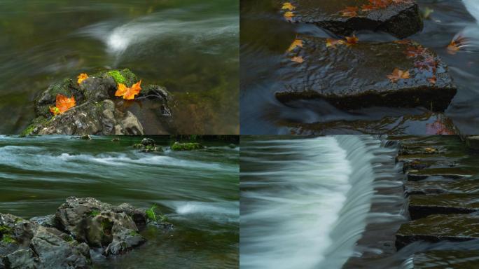 自然水流小溪延时拍摄4K