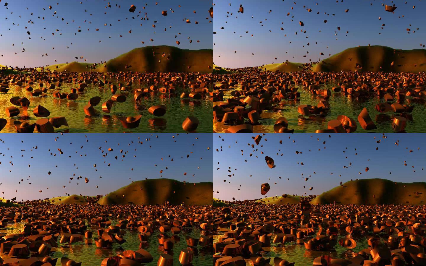 黄金元宝从天而降_金利来_抽奖素材